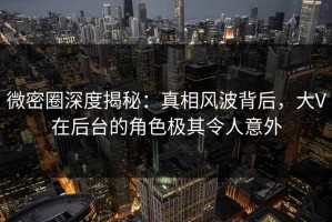 微密圈深度揭秘：真相风波背后，大V在后台的角色极其令人意外