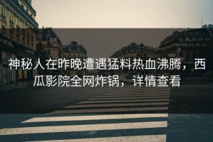 神秘人在昨晚遭遇猛料热血沸腾，西瓜影院全网炸锅，详情查看