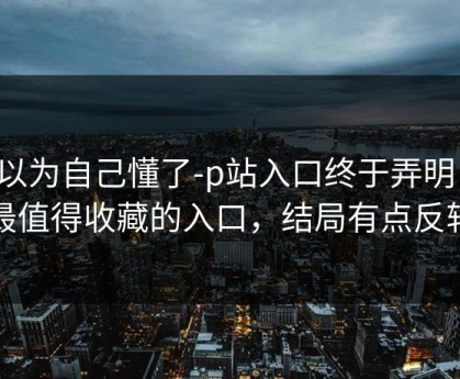 我以为自己懂了-p站入口终于弄明白-最值得收藏的入口，结局有点反转