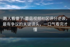 路人看傻了-蘑菇视频社区评分逆袭，最有争议的关键镜头，一口气看完才懂