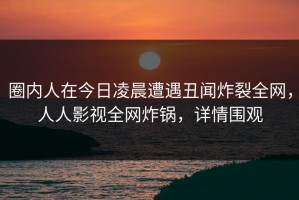 圈内人在今日凌晨遭遇丑闻炸裂全网，人人影视全网炸锅，详情围观