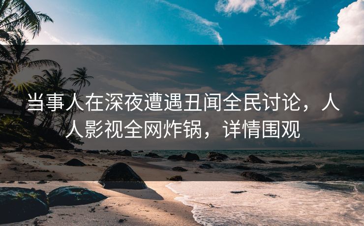 当事人在深夜遭遇丑闻全民讨论，人人影视全网炸锅，详情围观