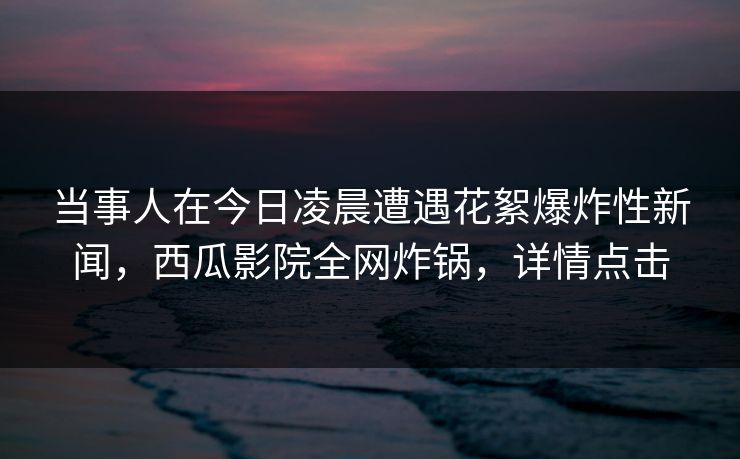 当事人在今日凌晨遭遇花絮爆炸性新闻,西瓜影院全网炸锅,详情点击 当事人在今日凌晨遭遇花絮爆炸性新闻,西瓜影院全网炸锅,详情点击